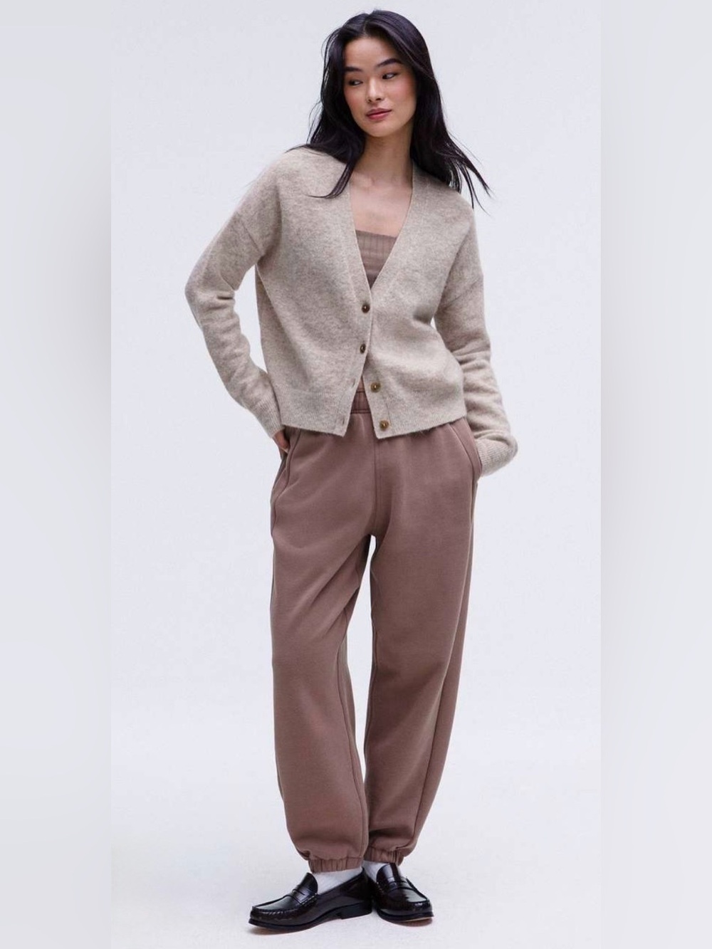 Lululemon Womens Alpaca Wool-Blend Cardigan Sweater Heathered Crepe NWOT
